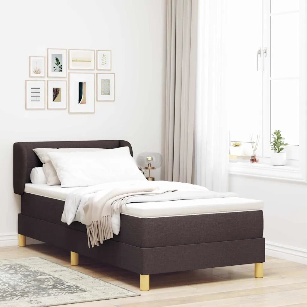 vidaXL Легло с пружинирана основа Тъмен кафяв 100 x 200 cm текстил