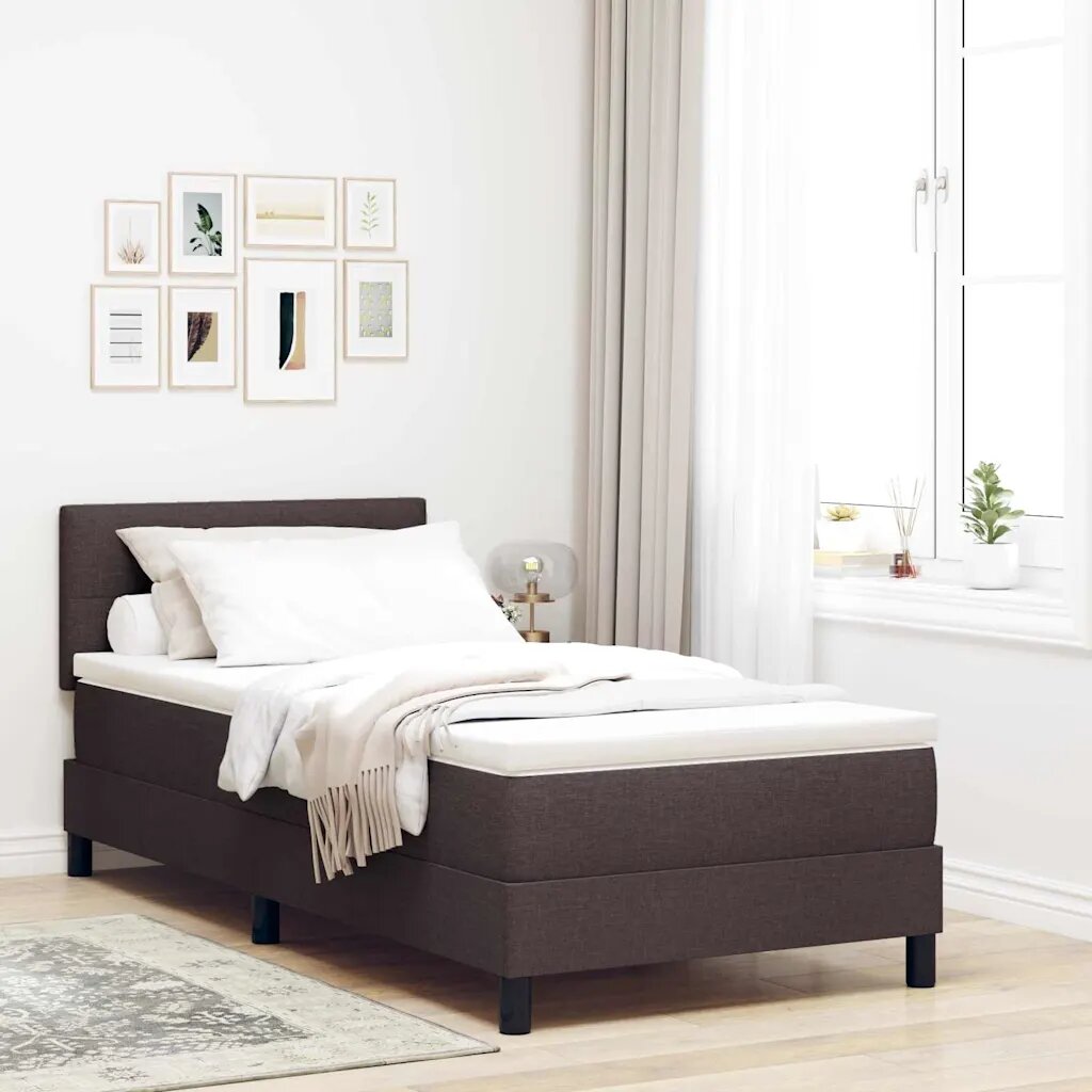 vidaXL Легло с пружинирана основа Тъмен кафяв 100 x 200 cm текстил