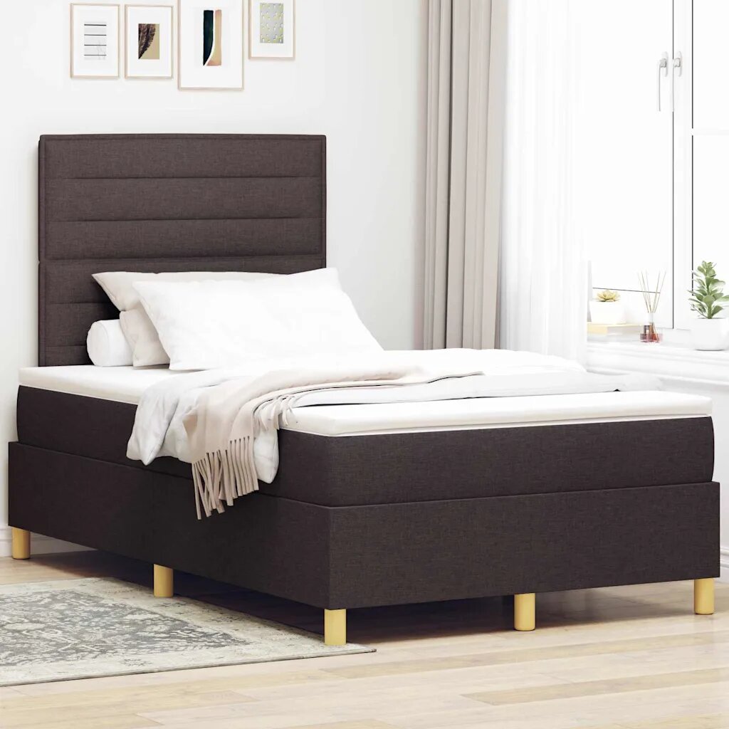 vidaXL Легло с пружинирана основа Тъмен кафяв 120 x 190 cm текстил