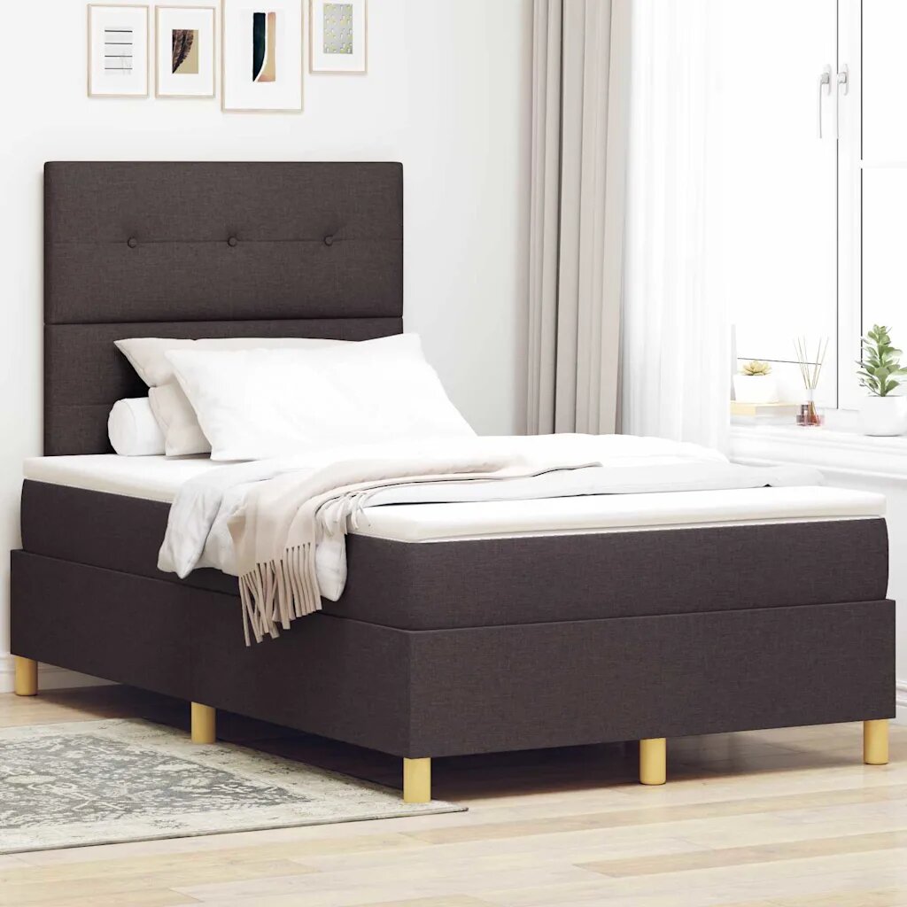 vidaXL Легло с пружинирана основа Тъмен кафяв 120 x 190 cm текстил