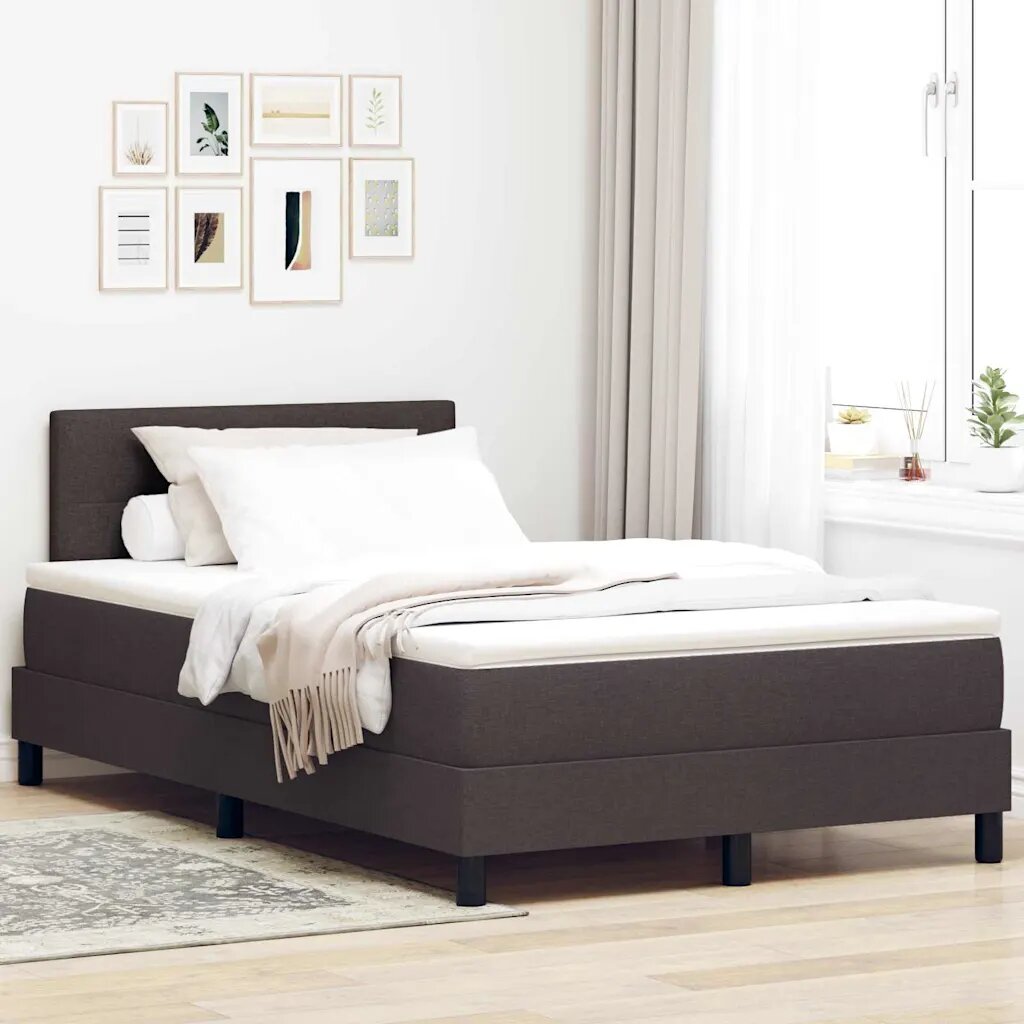 vidaXL Легло с пружинирана основа Тъмен кафяв 120 x 190 cm текстил