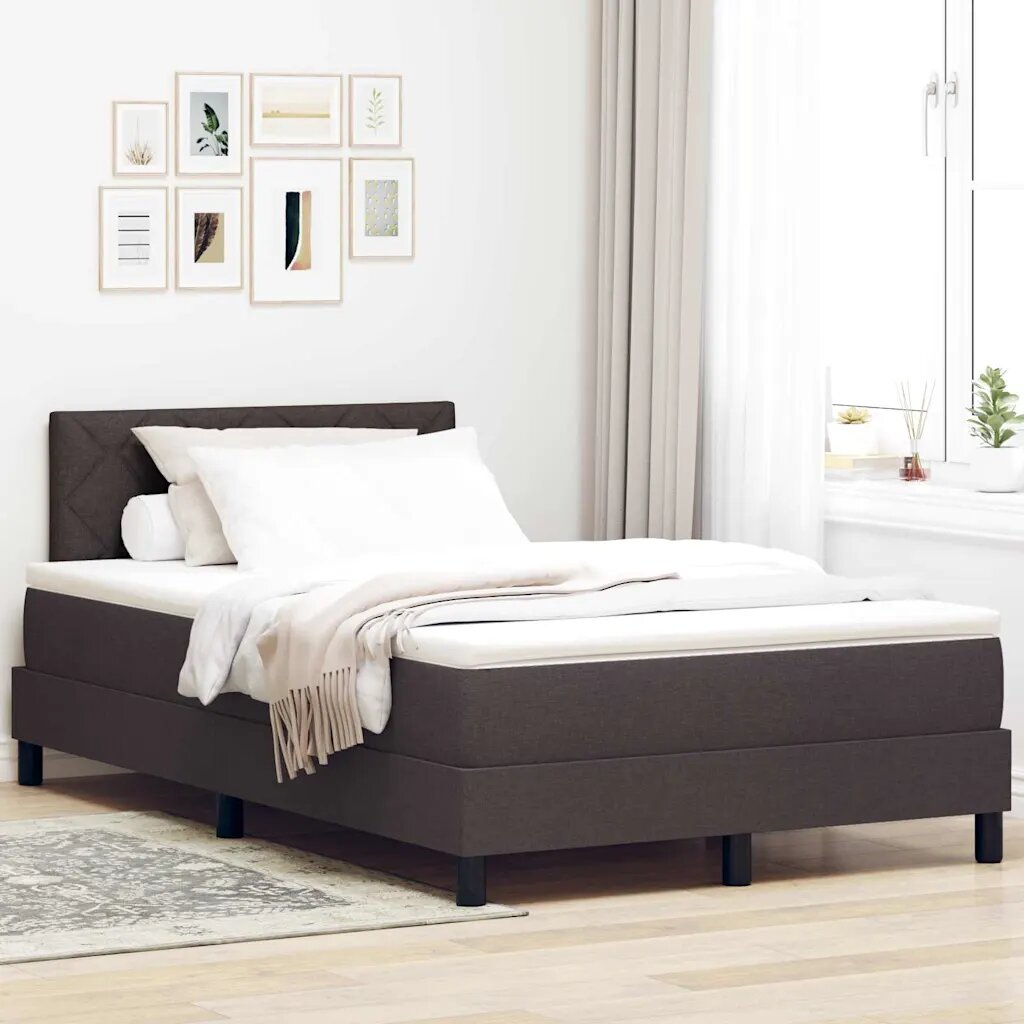 vidaXL Легло с пружинирана основа Тъмен кафяв 120 x 190 cm текстил