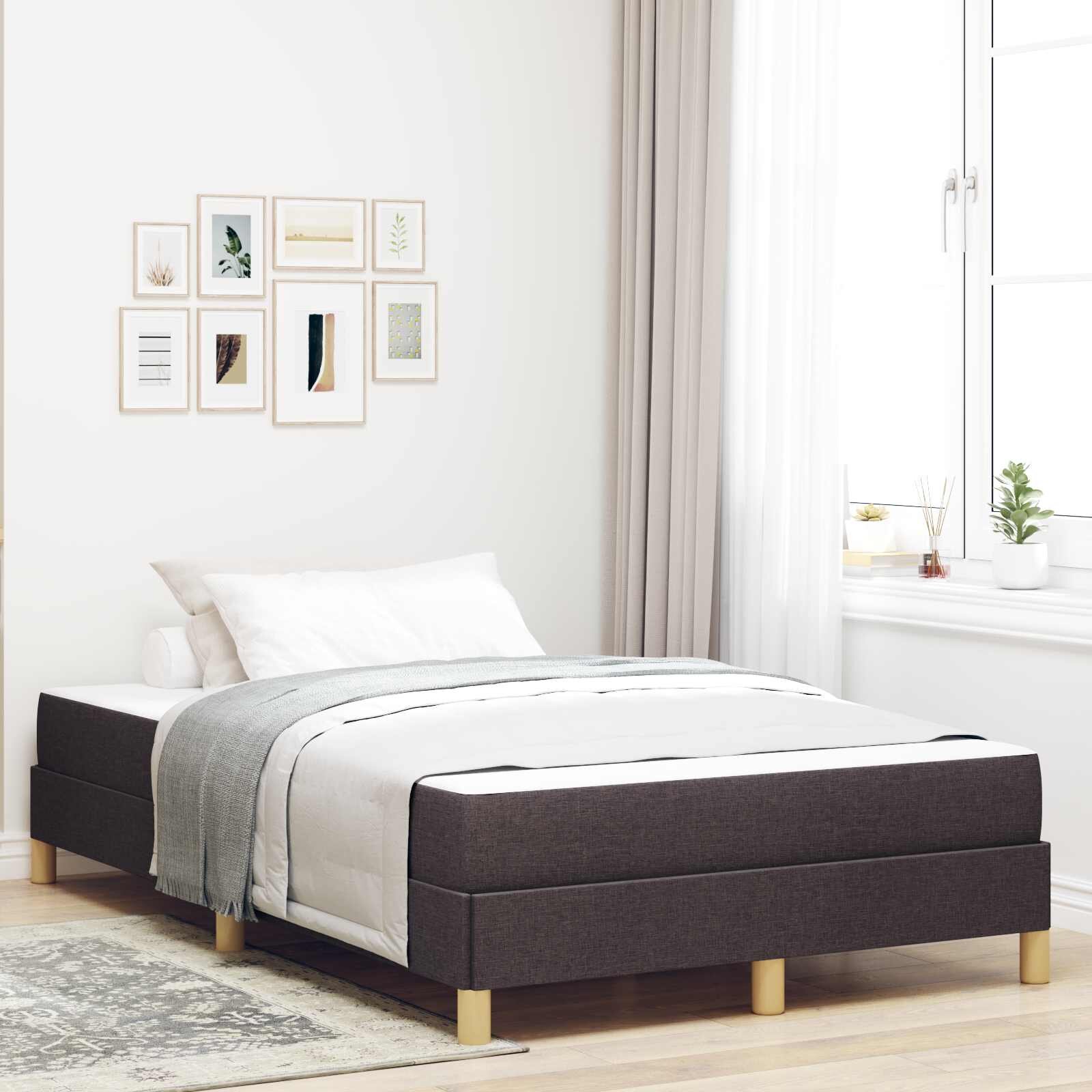 vidaXL Легло с пружинирана основа Тъмен кафяв 120 x 190 cm текстил