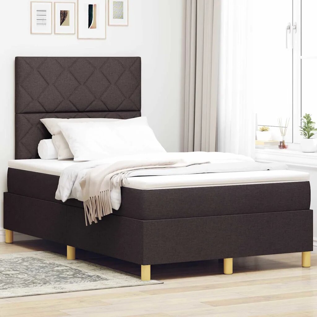 vidaXL Легло с пружинирана основа Тъмен кафяв 120 x 200 cm текстил