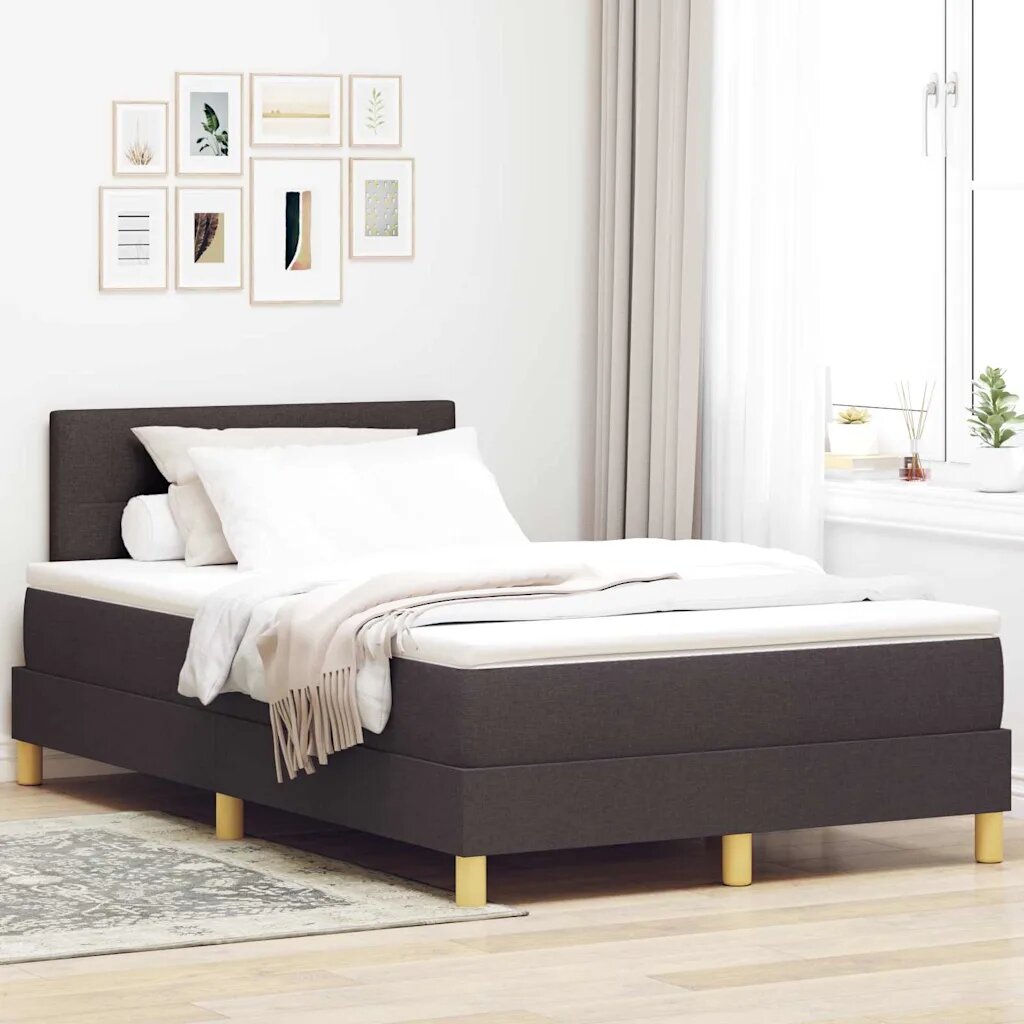 vidaXL Легло с пружинирана основа Тъмен кафяв 120 x 200 cm текстил