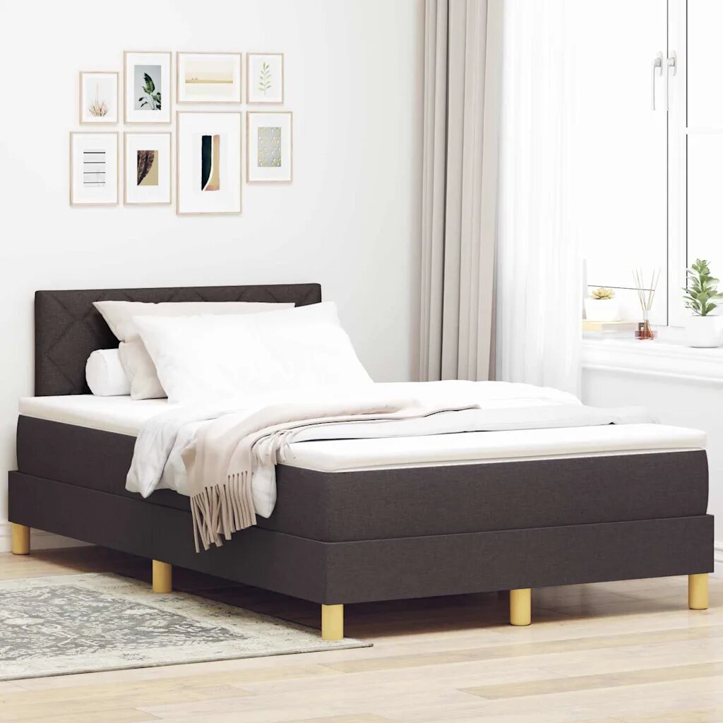 vidaXL Легло с пружинирана основа Тъмен кафяв 120 x 200 cm текстил