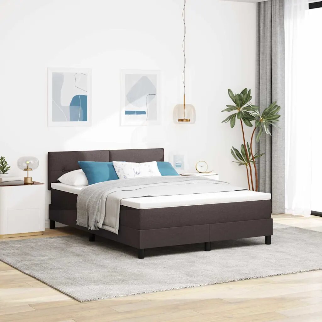 vidaXL Легло с пружинирана основа Тъмен кафяв 140 x 190 cm текстил