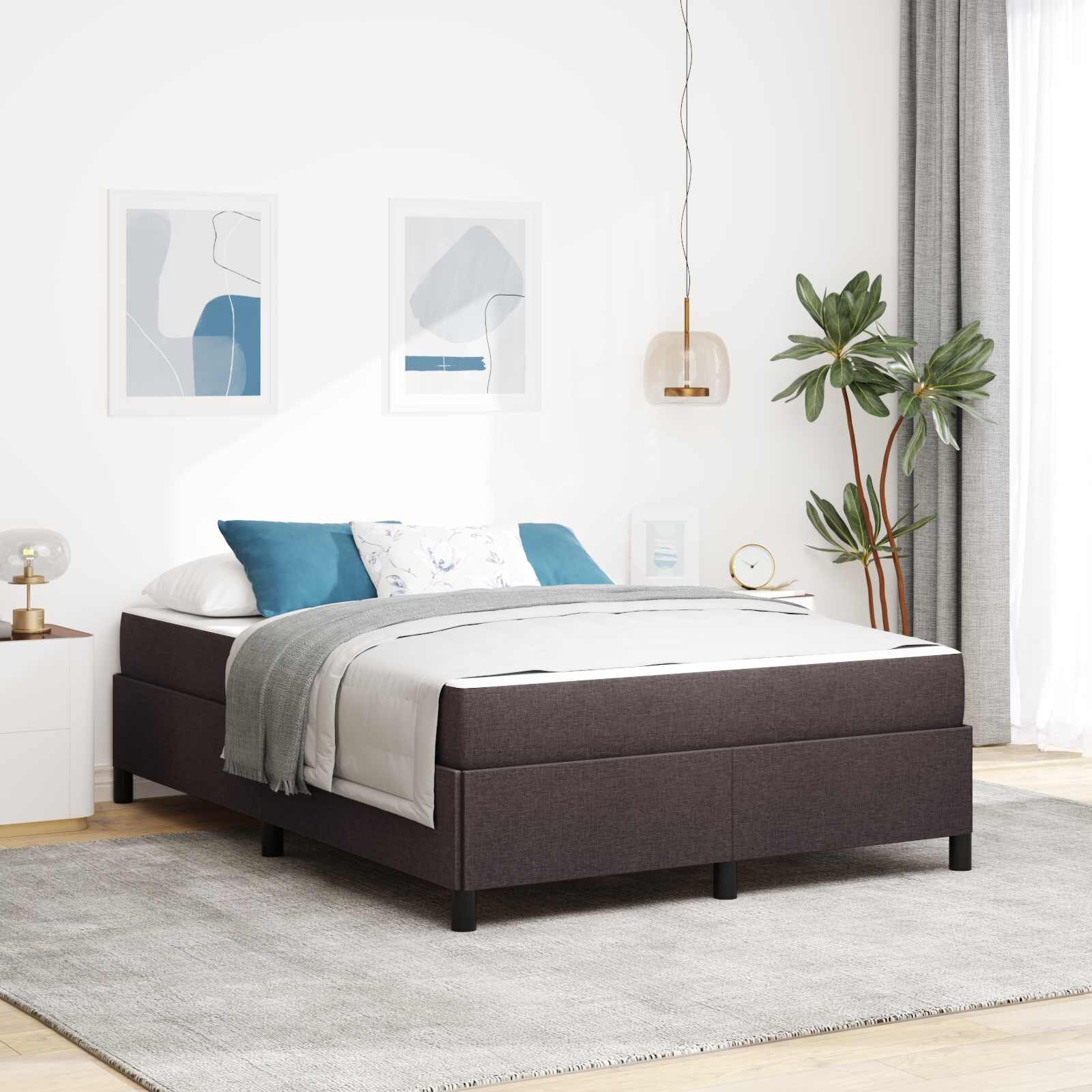 vidaXL Легло с пружинирана основа Тъмен кафяв 140 x 190 cm текстил