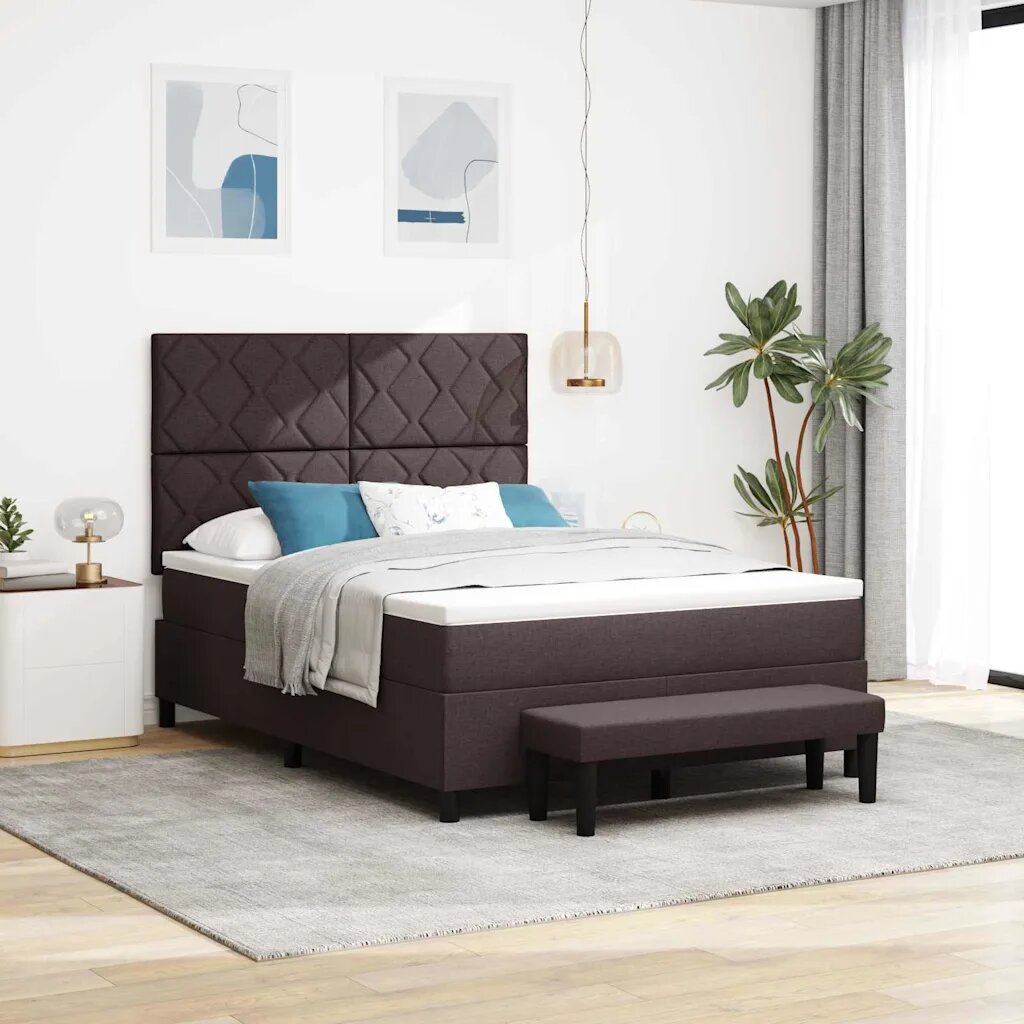 vidaXL Легло с пружинирана основа Тъмен кафяв 140 x 190 cm текстил