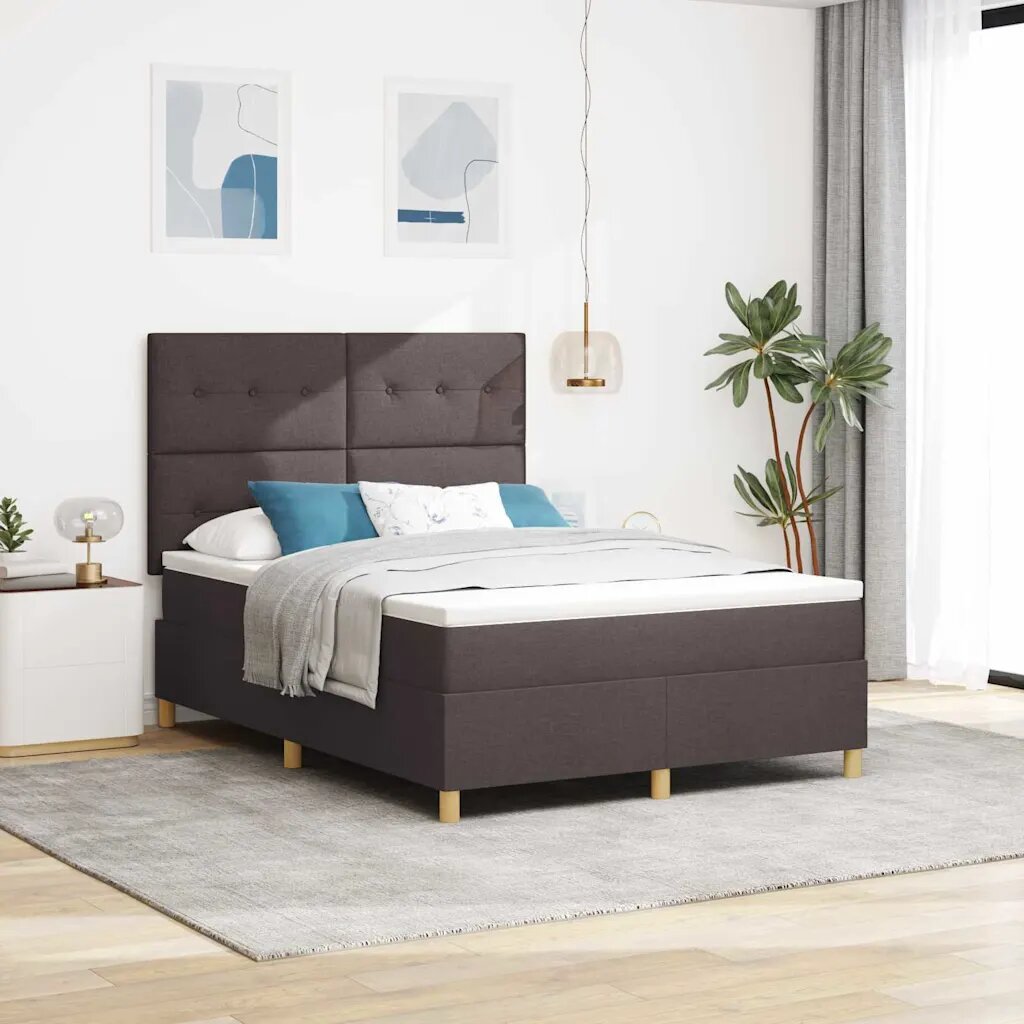 vidaXL Легло с пружинирана основа Тъмен кафяв 140 x 190 cm текстил