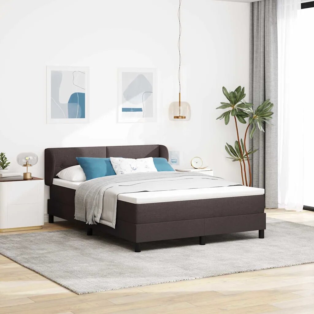 vidaXL Легло с пружинирана основа Тъмен кафяв 140 x 190 cm текстил