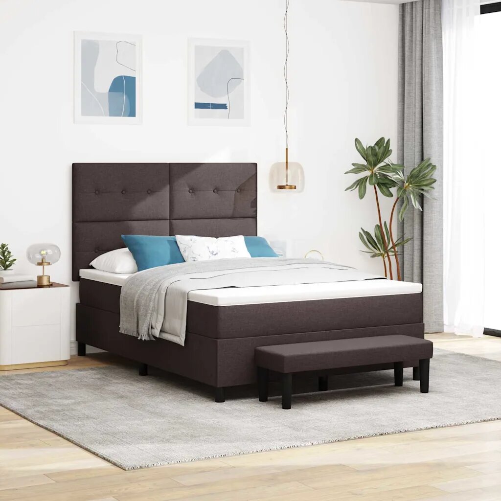 vidaXL Легло с пружинирана основа Тъмен кафяв 140 x 190 cm текстил