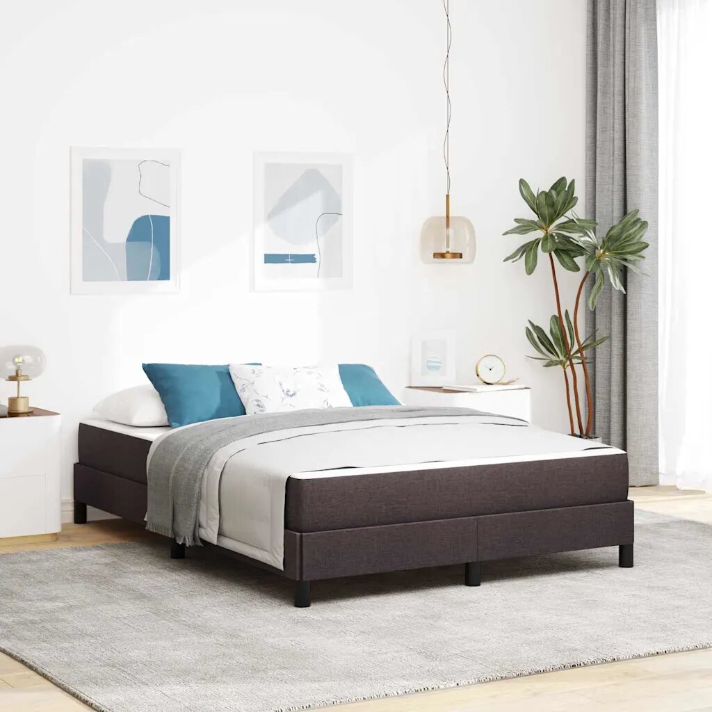 vidaXL Легло с пружинирана основа Тъмен кафяв 140 x 190 cm текстил