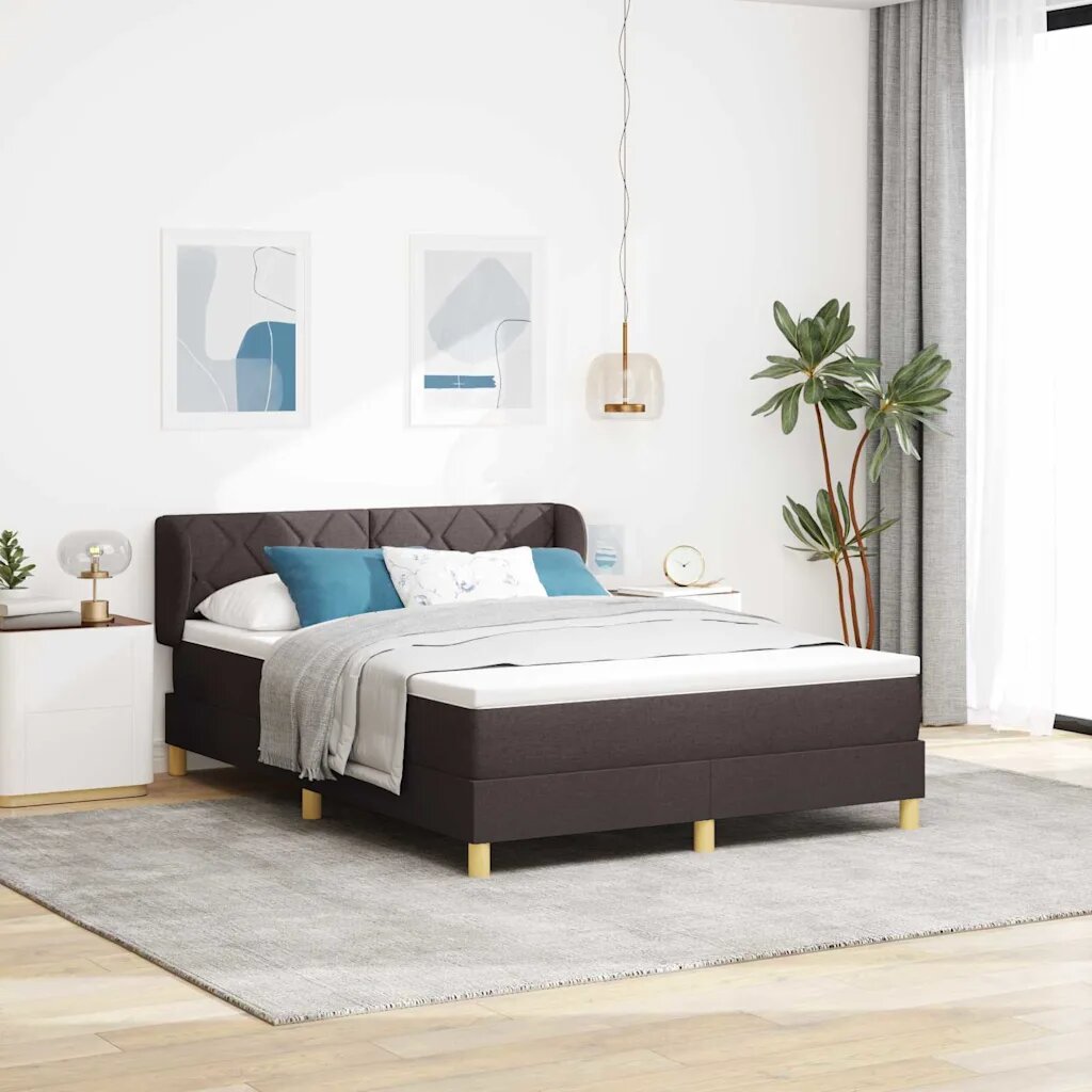 vidaXL Легло с пружинирана основа Тъмен кафяв 160 x 200 cm текстил