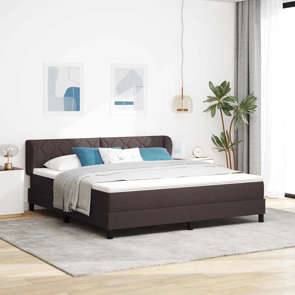 vidaXL Легло с пружинирана основа Тъмен кафяв 180 x 200 cm текстил