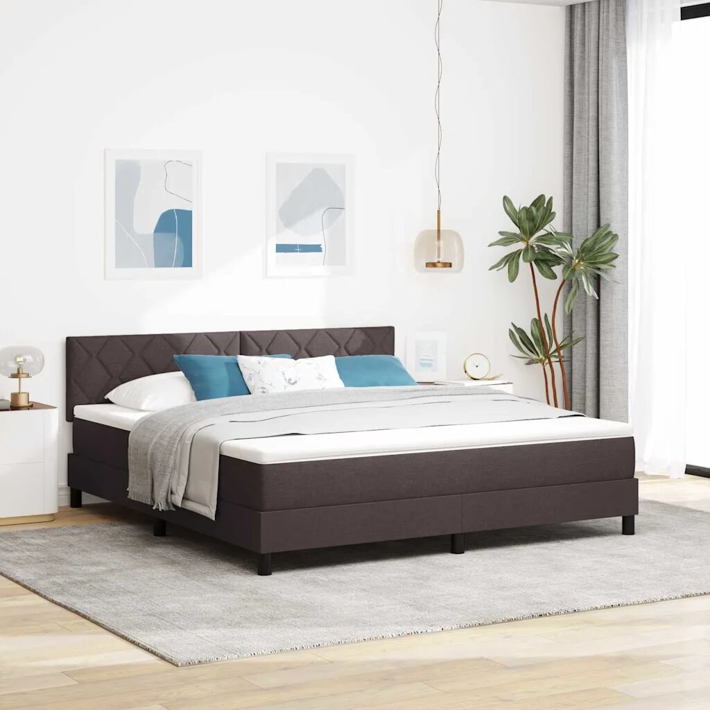 vidaXL Легло с пружинирана основа Тъмен кафяв 180 x 200 cm текстил