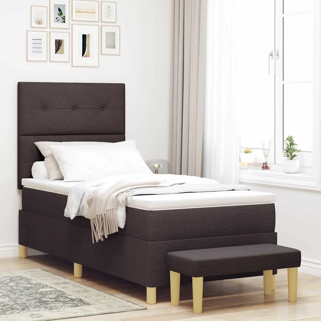 vidaXL Легло с пружинирана основа Тъмен кафяв 200 x 100 cm текстил