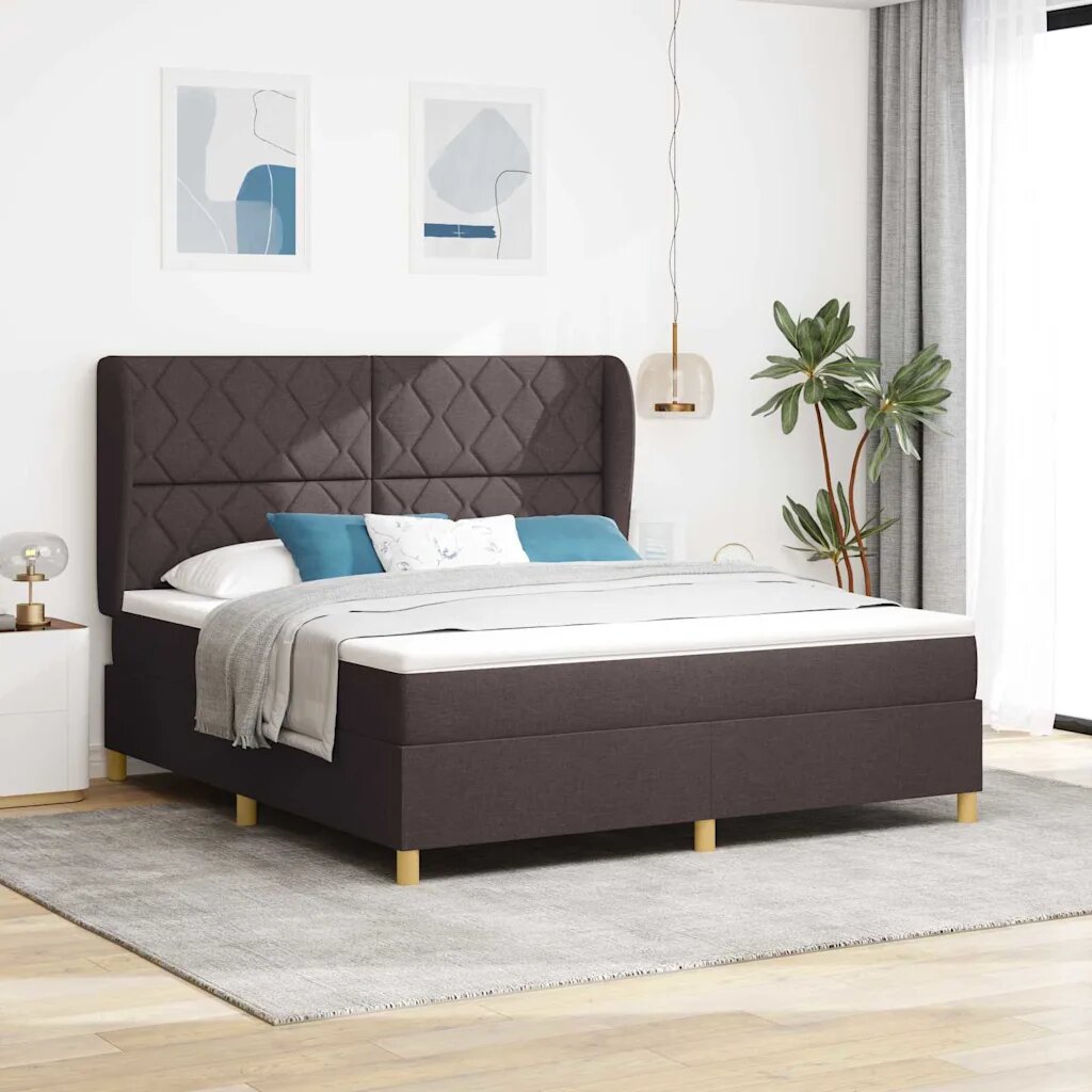 vidaXL Легло с пружинирана основа Тъмен кафяв 200 x 180 cm текстил