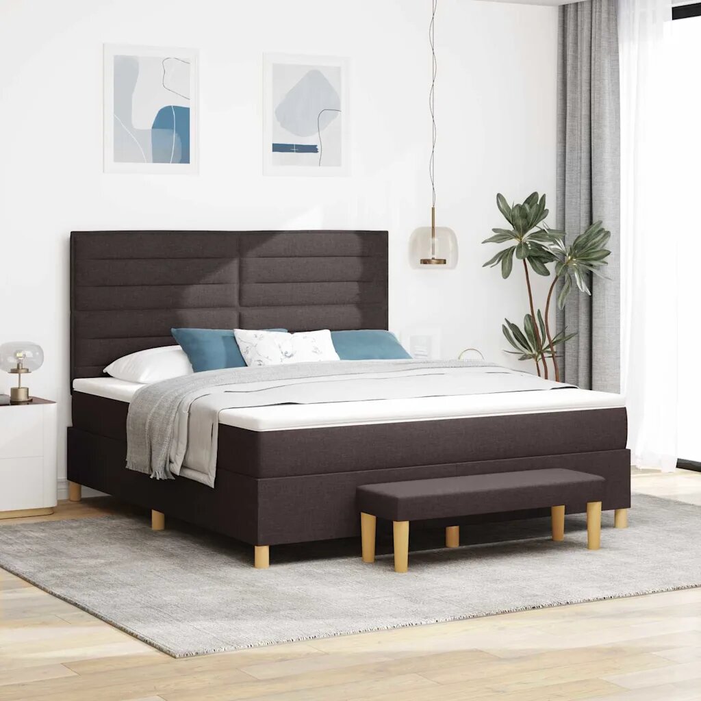 vidaXL Легло с пружинирана основа Тъмен кафяв 200 x 180 cm текстил