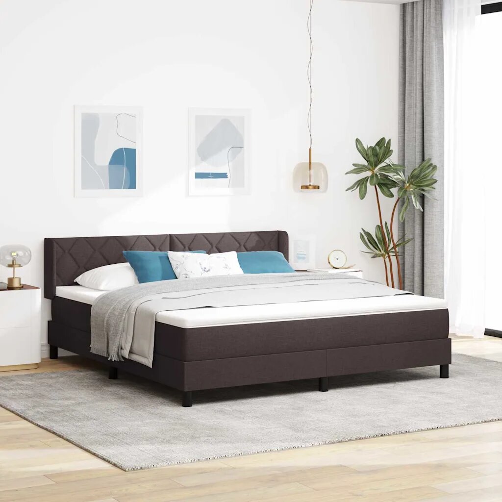 vidaXL Легло с пружинирана основа Тъмен кафяв 200 x 180 cm текстил
