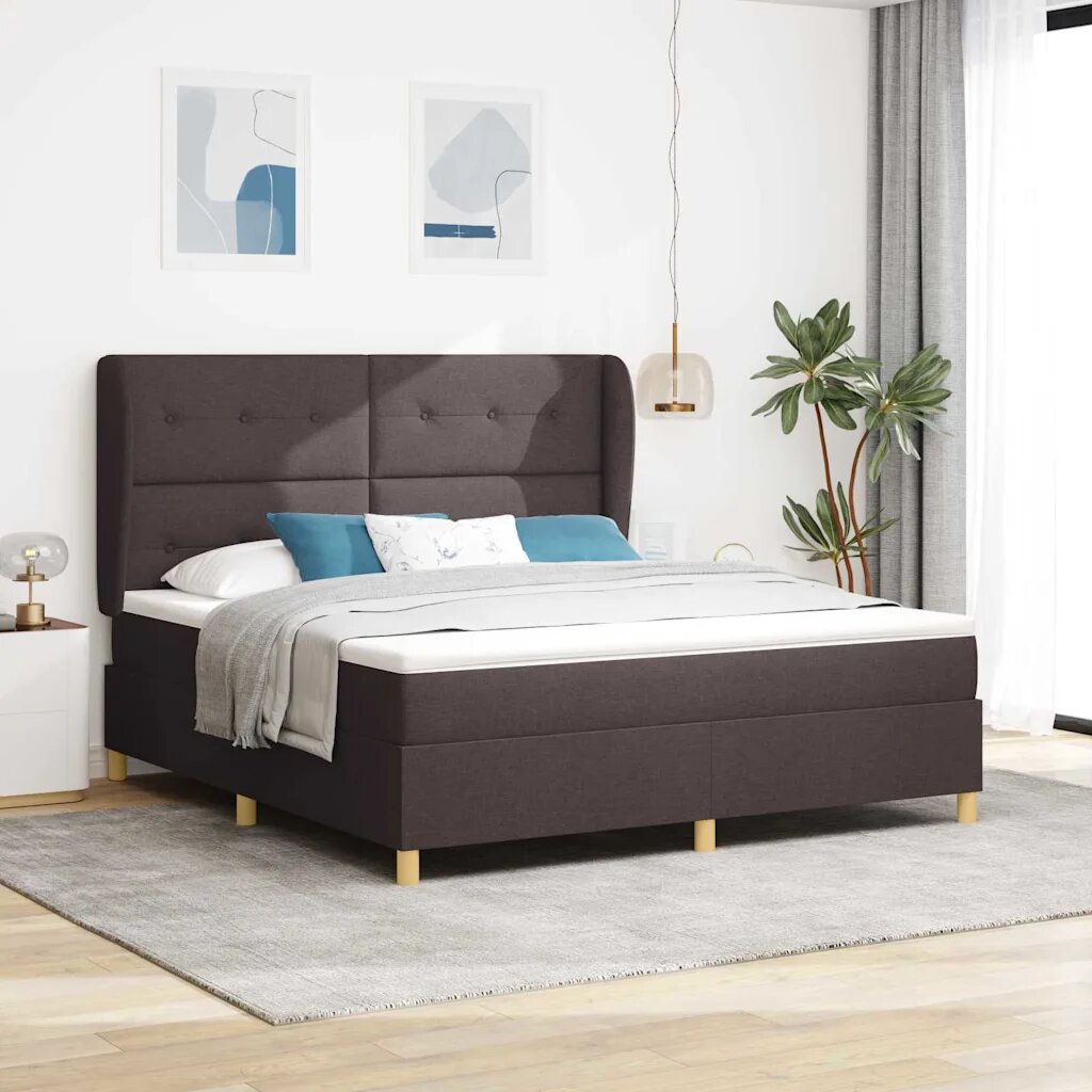 vidaXL Легло с пружинирана основа Тъмен кафяв 200 x 180 cm текстил