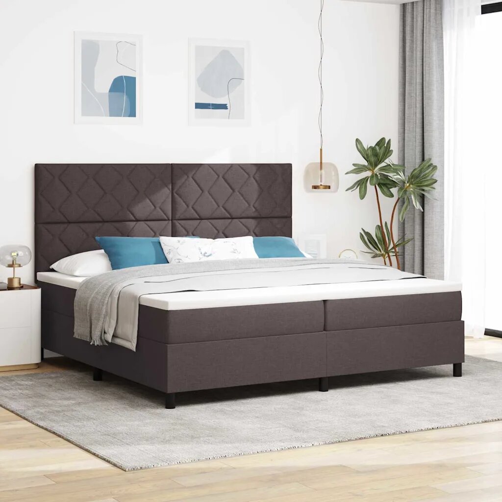 vidaXL Легло с пружинирана основа Тъмен кафяв 200 x 200 cm текстил