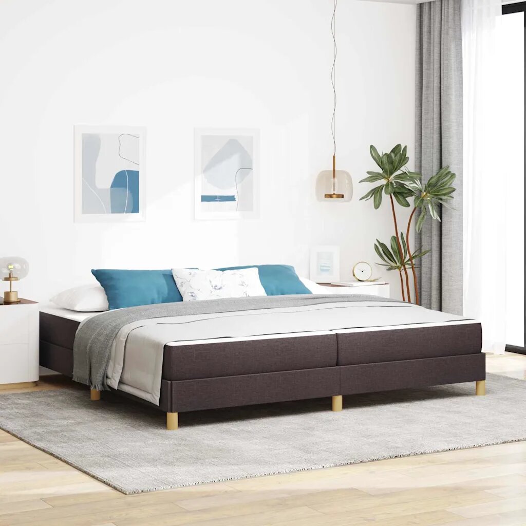 vidaXL Легло с пружинирана основа Тъмен кафяв 200 x 200 cm текстил