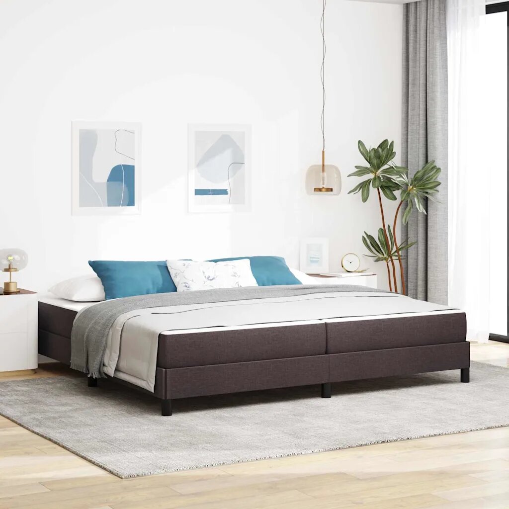 vidaXL Легло с пружинирана основа Тъмен кафяв 200 x 200 cm текстил