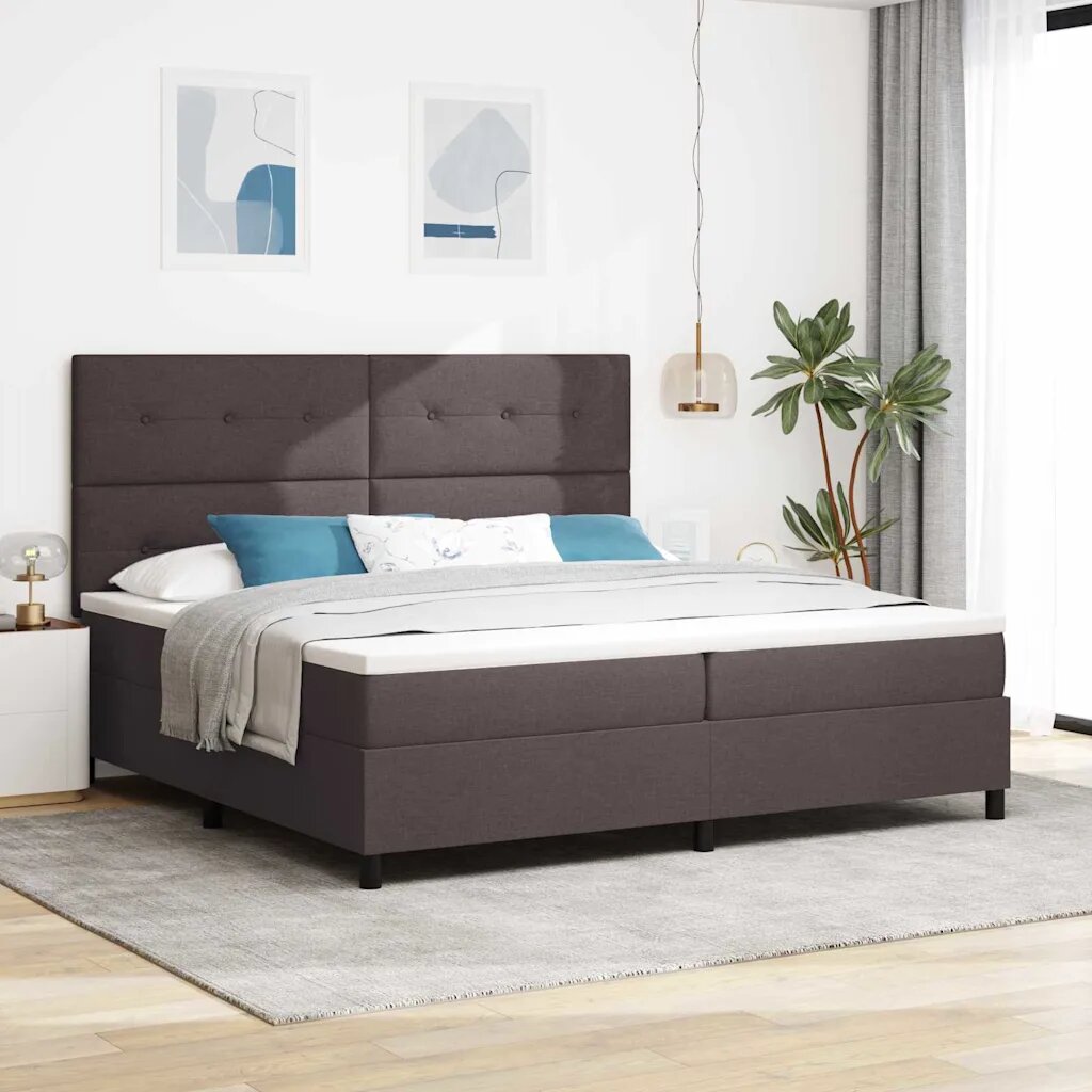 vidaXL Легло с пружинирана основа Тъмен кафяв 200 x 200 cm текстил