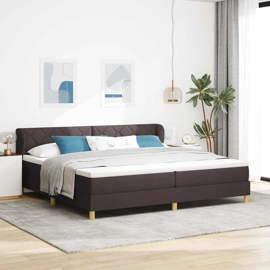 vidaXL Легло с пружинирана основа Тъмен кафяв 200 x 200 cm текстил