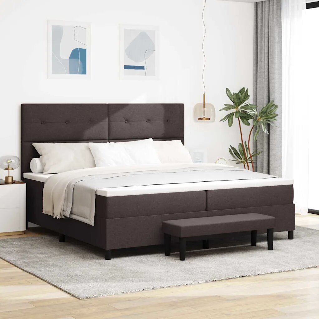 vidaXL Легло с пружинирана основа Тъмен кафяв 200 x 200 cm текстил