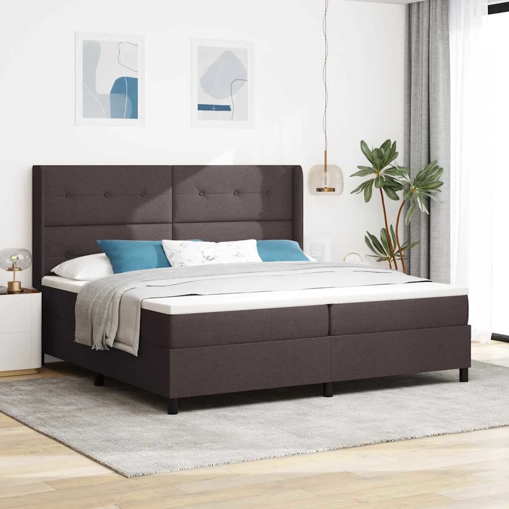 vidaXL Легло с пружинирана основа Тъмен кафяв 200 x 200 cm текстил