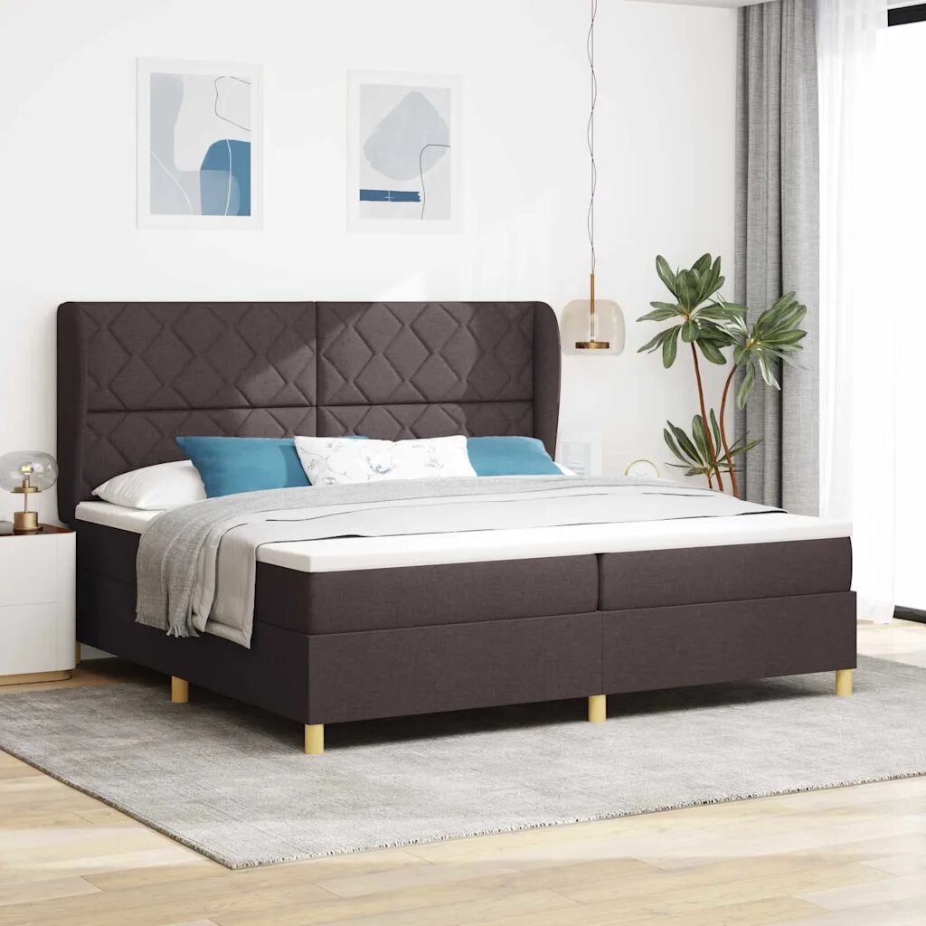 vidaXL Легло с пружинирана основа Тъмен кафяв 200 x 200 cm текстил