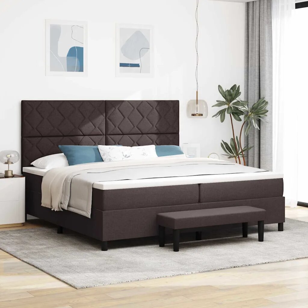 vidaXL Легло с пружинирана основа Тъмен кафяв 200 x 200 cm текстил