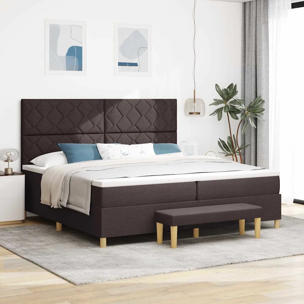 vidaXL Легло с пружинирана основа Тъмен кафяв 200 x 200 cm текстил