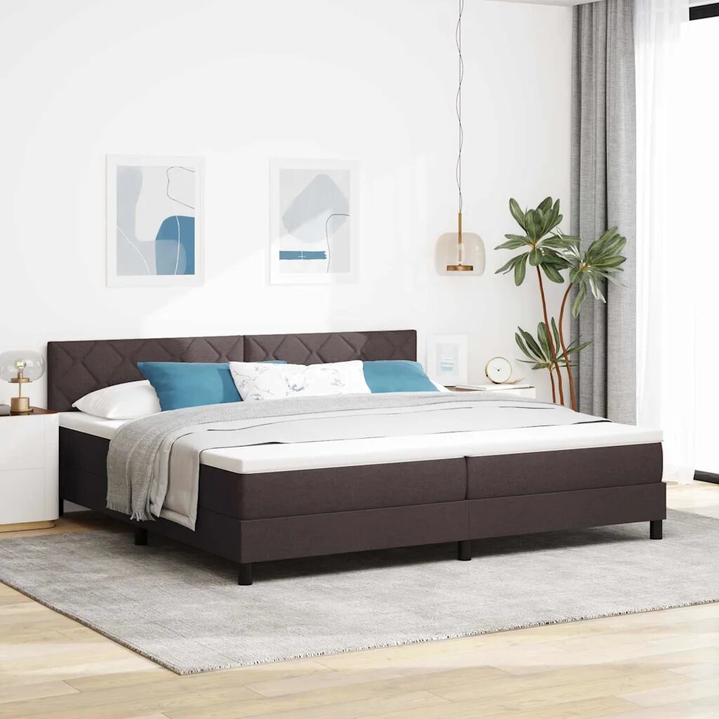 vidaXL Легло с пружинирана основа Тъмен кафяв 200 x 200 cm текстил