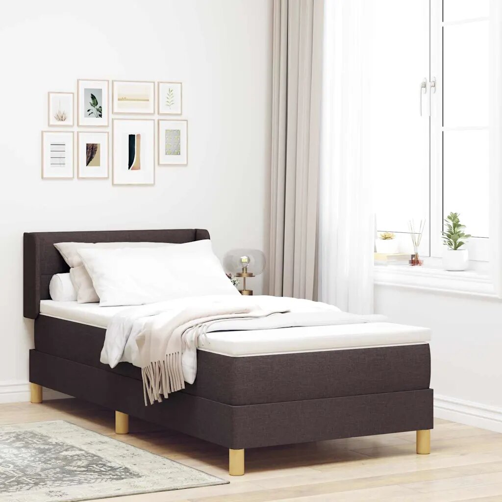 vidaXL Легло с пружинирана основа Тъмен кафяв 200 x 80 см текстил