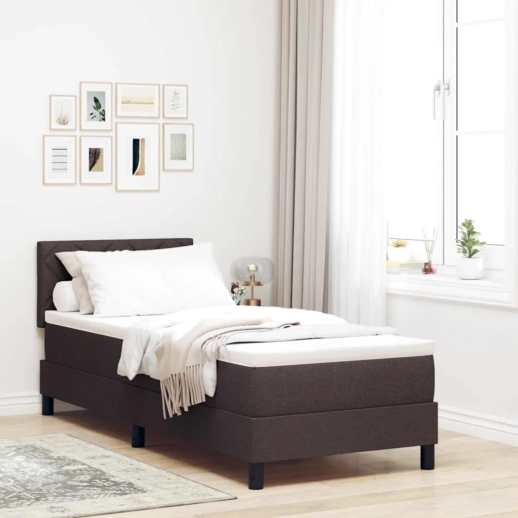 vidaXL Легло с пружинирана основа Тъмен кафяв 80 x 200 cm текстил