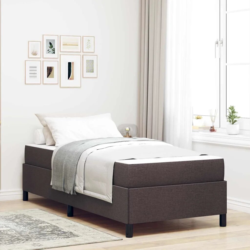 vidaXL Легло с пружинирана основа Тъмен кафяв 90 x 190 cm текстил