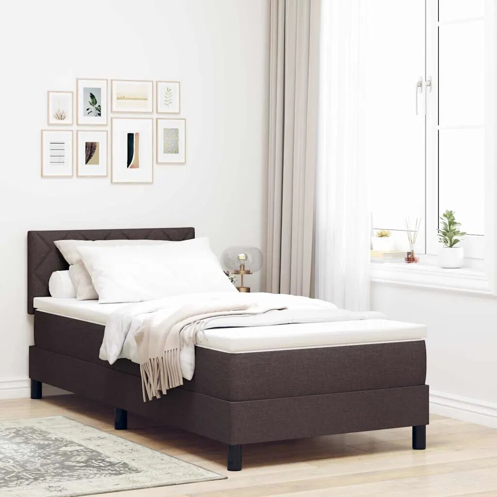 vidaXL Легло с пружинирана основа Тъмен кафяв 90 x 190 cm текстил