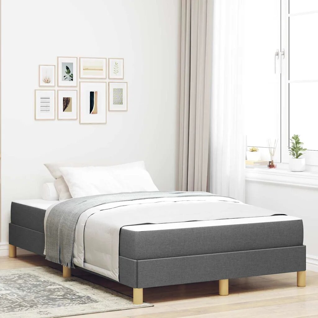 vidaXL Легло с пружинирана основа Тъмен сив 120 x 190 cm текстил