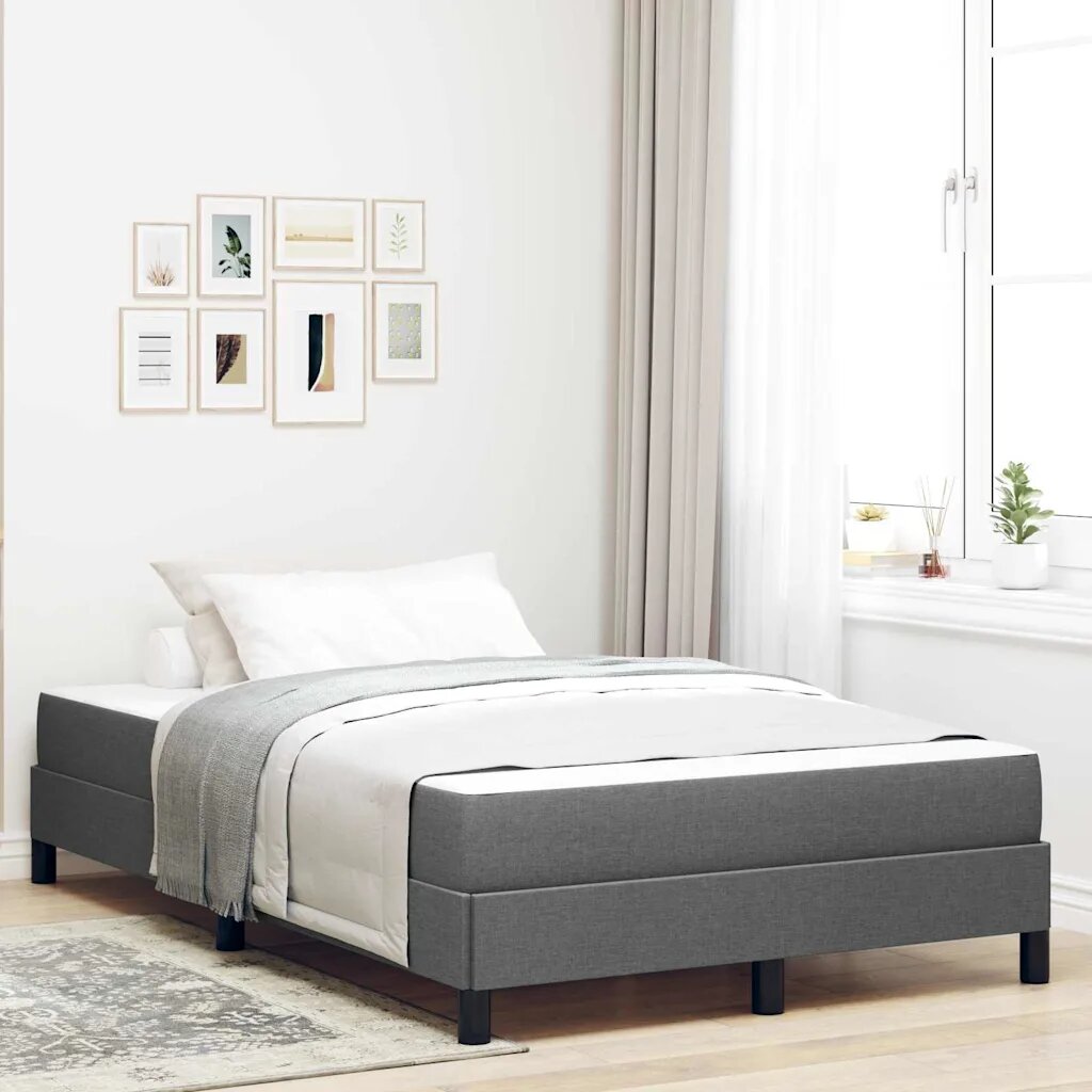 vidaXL Легло с пружинирана основа Тъмен сив 120 x 190 cm текстил