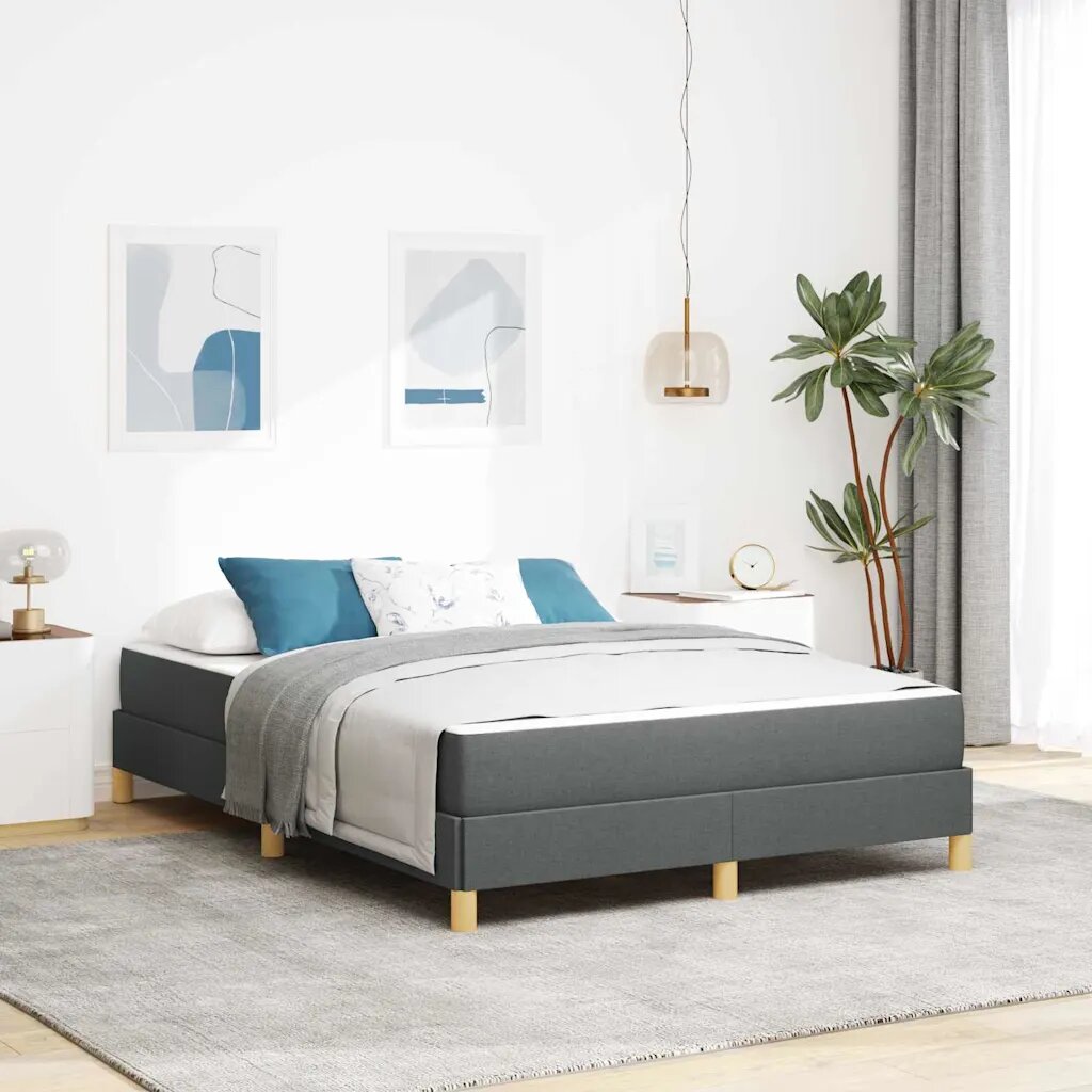 vidaXL Легло с пружинирана основа Тъмен сив 140 x 190 cm текстил