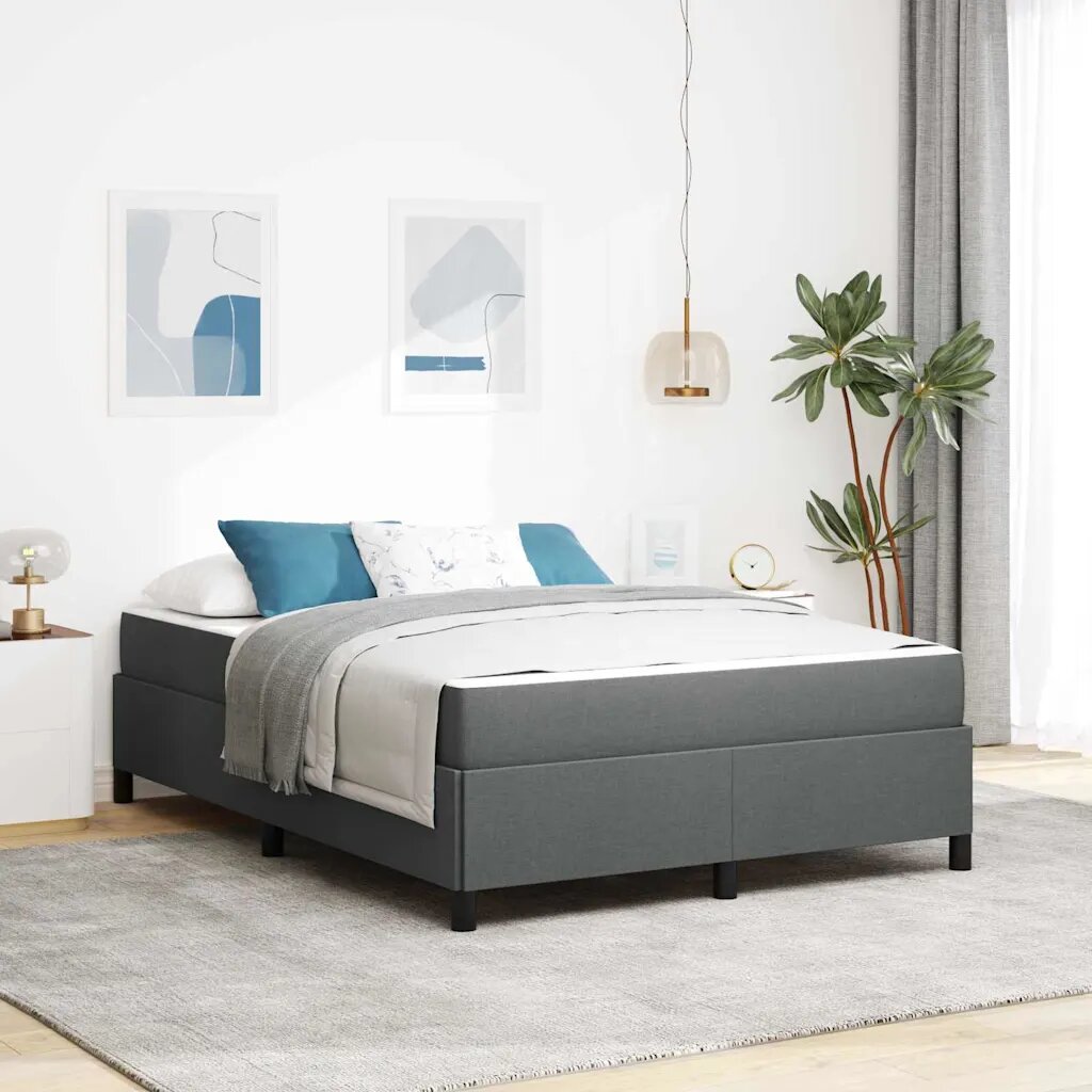 vidaXL Легло с пружинирана основа Тъмен сив 140 x 190 cm текстил