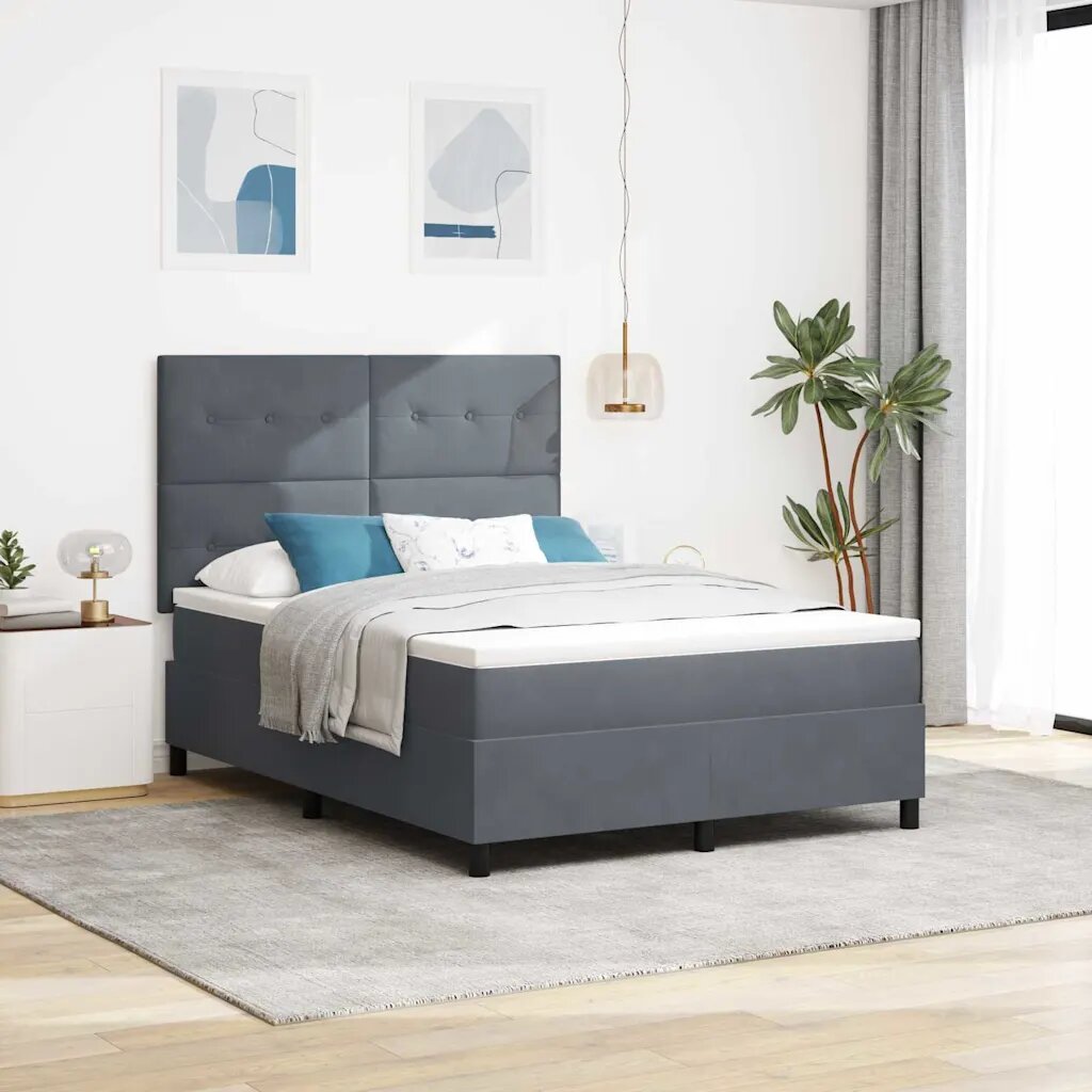 vidaXL Легло с пружинирана основа Тъмен сив 160 x 200 cm Кадифе