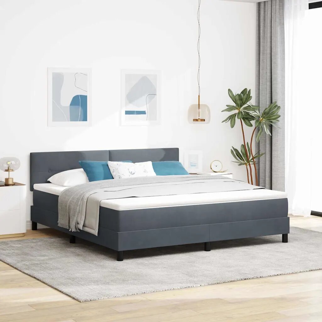 vidaXL Легло с пружинирана основа Тъмен сив 180 x 200 cm Кадифе