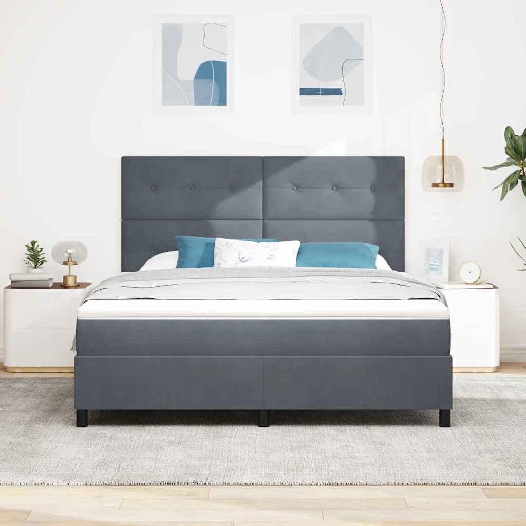 vidaXL Легло с пружинирана основа Тъмен сив 180 x 200 cm Кадифе