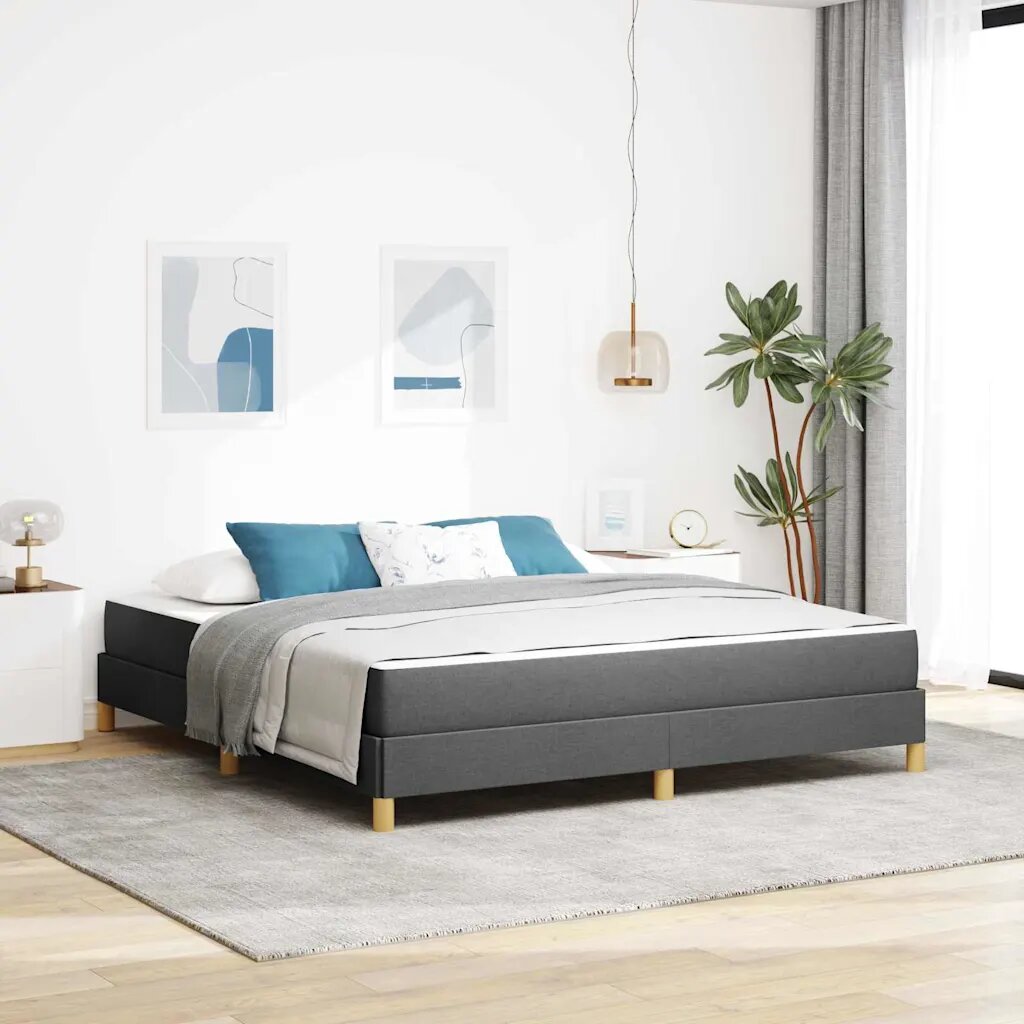 vidaXL Легло с пружинирана основа Тъмен сив 180 x 200 cm текстил