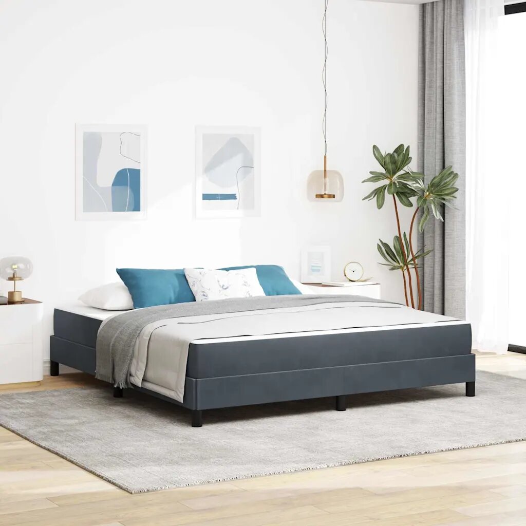 vidaXL Легло с пружинирана основа Тъмен сив 180 x 200 cm текстил