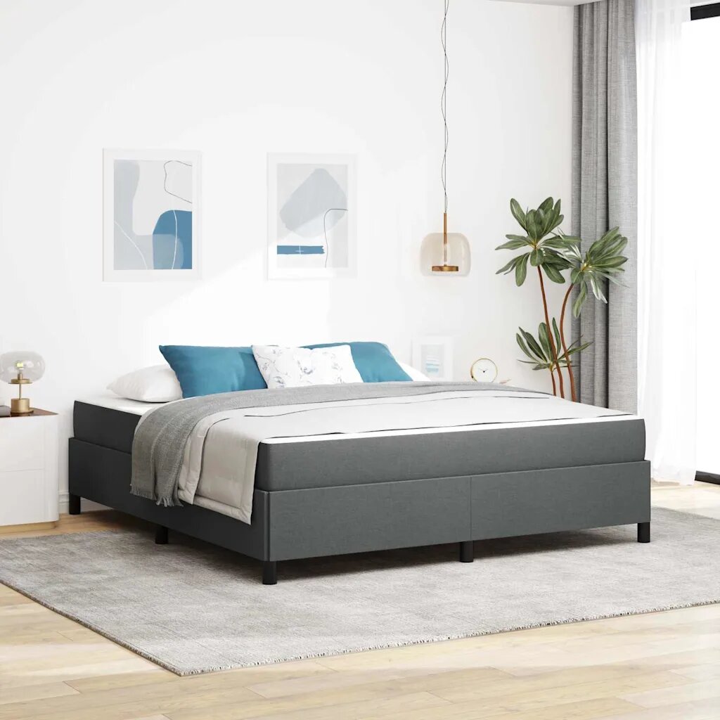 vidaXL Легло с пружинирана основа Тъмен сив 180 x 200 cm текстил